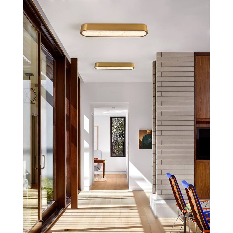 23.6" Dimmable Alabaster Marble LED Flush Mount Ceiling Light for Kitchen Bedroom