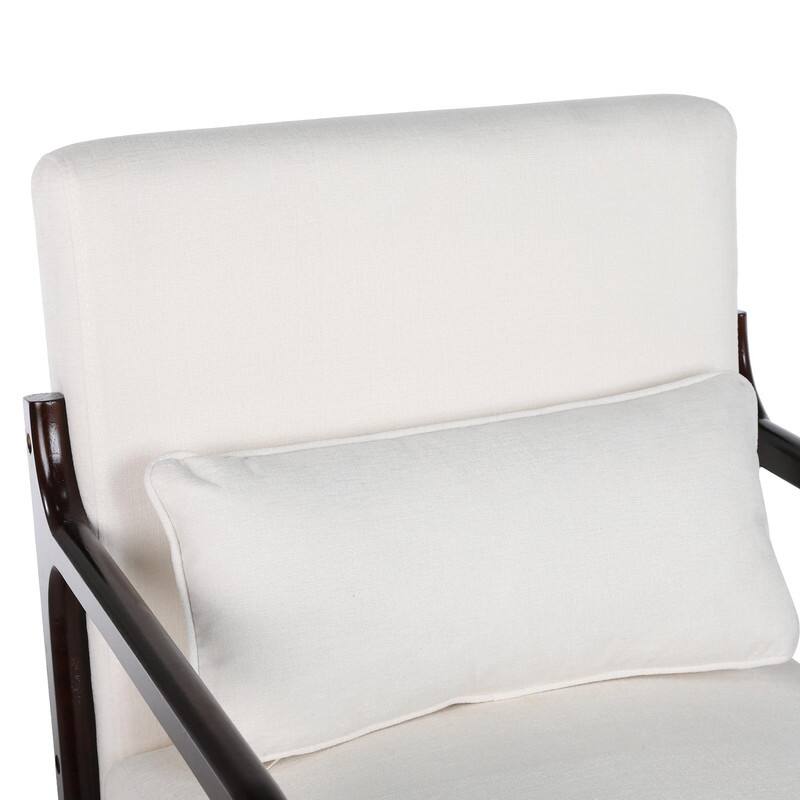 Mid-Century Modern Accent Chair with Solid Wood Frame and Detachable Lumbar Pillow for Living Room or Bedroom