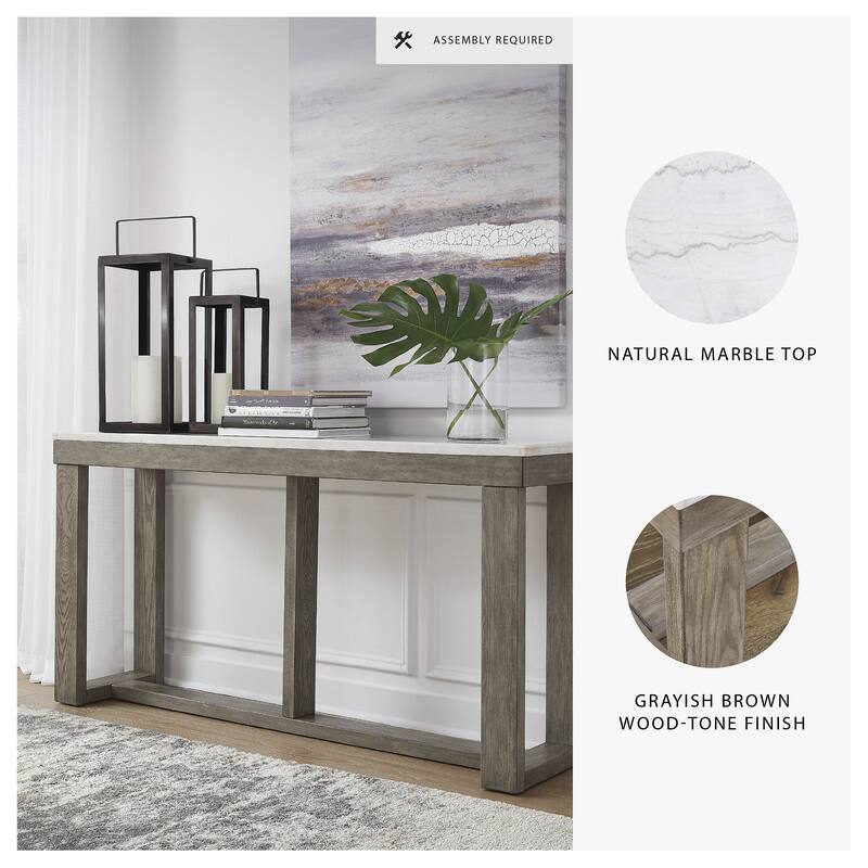 Signature Design by Ashley Loyaska Grayish Brown / Ivory Sofa Table - 64"W x 16"D x 33"H