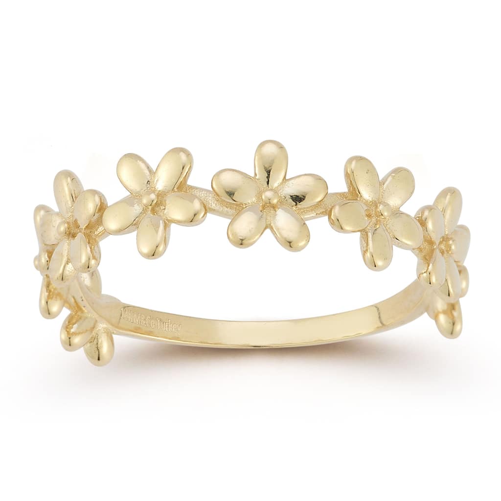 Soleil 14K Gold Multi Flower Band Ring