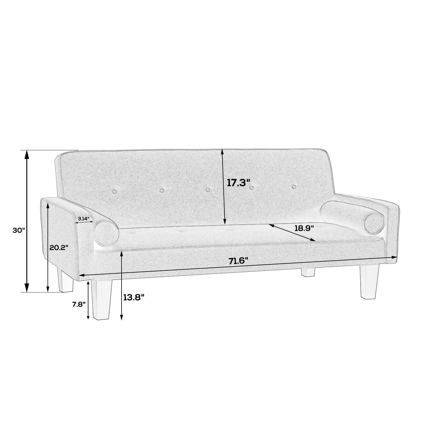 Modern Casual Cotton Linen Sofa Convertible into a Sofa Bed, Includes