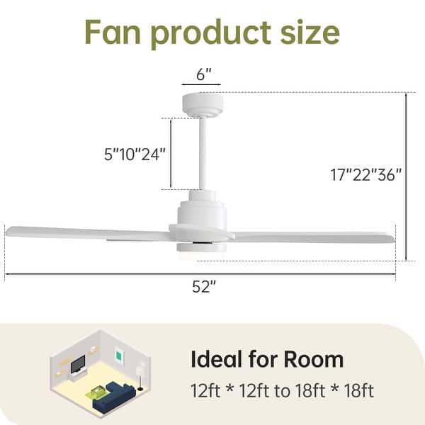 dimension image slide 3 of 18, Modern Ceiling Fan With Light Smart Life APP Remote Control Timer For Alexa Google Bedroom Farmhouse