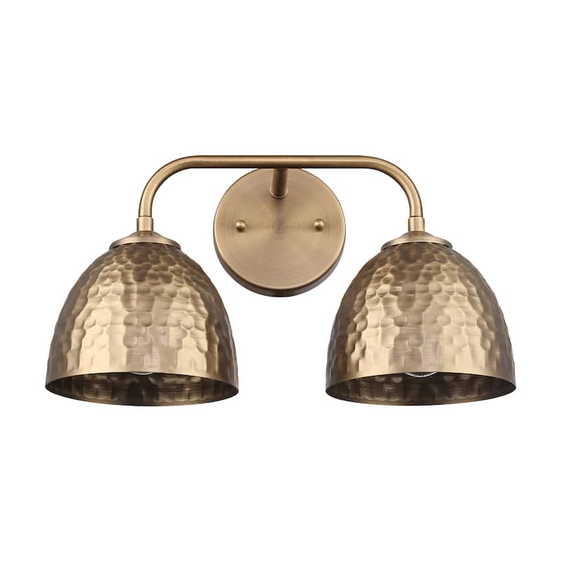 Golden Lighting Shepard 2-light Vanity in Modern Brass and Modern Brass shade - Gold