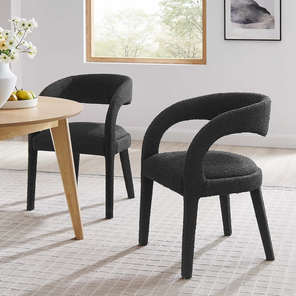 Pinnacle Boucle Upholstered Dining Chair Set of Two