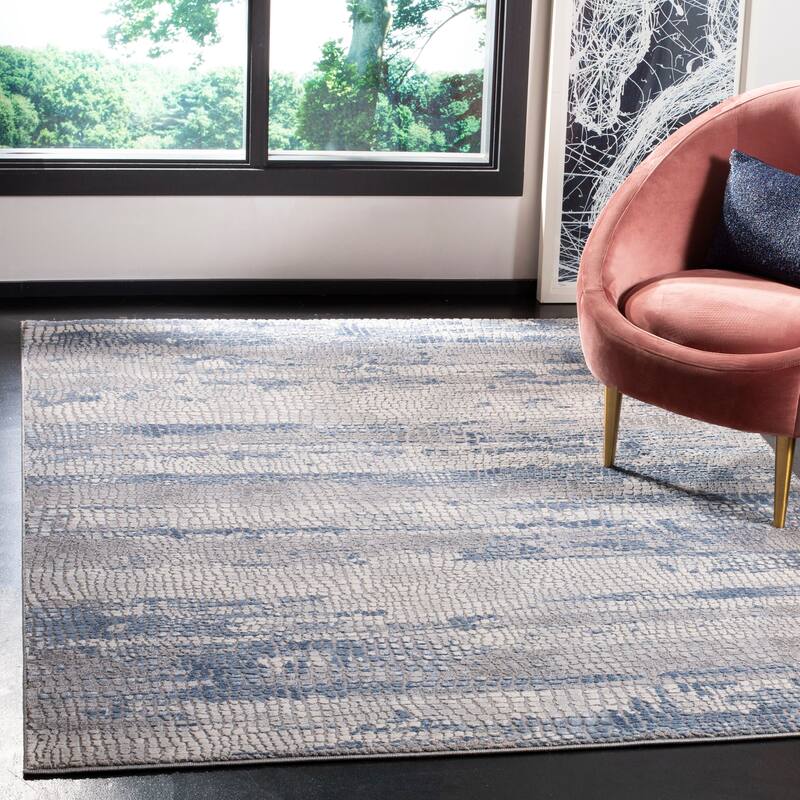 SAFAVIEH Meadow Pansela Modern Abstract Rug - 5'3" x 7'6" - Grey/Navy