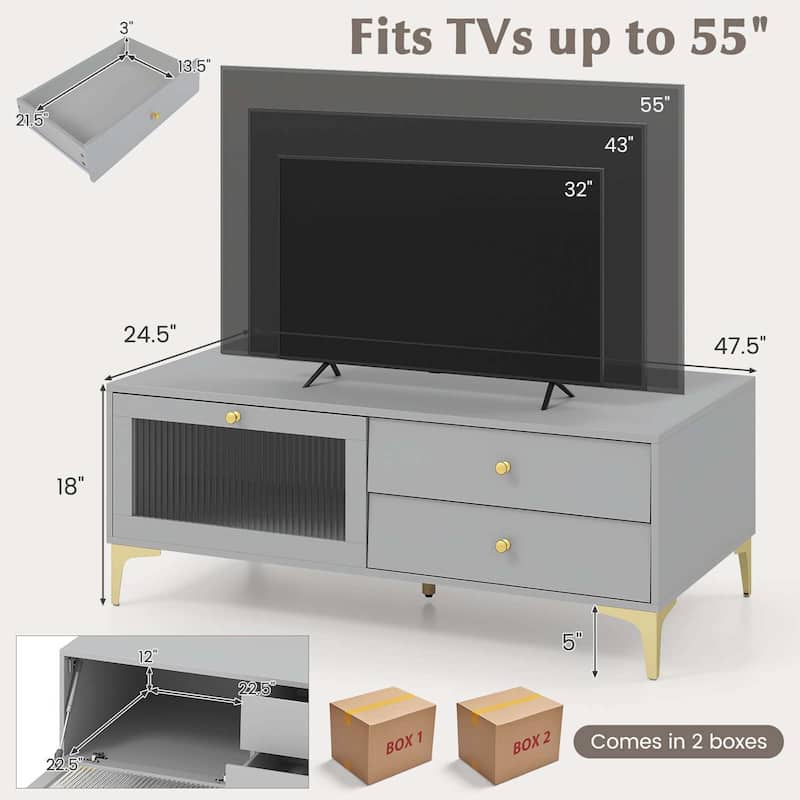 Costway Modern TV Stand for 55" TVs with Drop Down Door Cabinet 2 - See Details