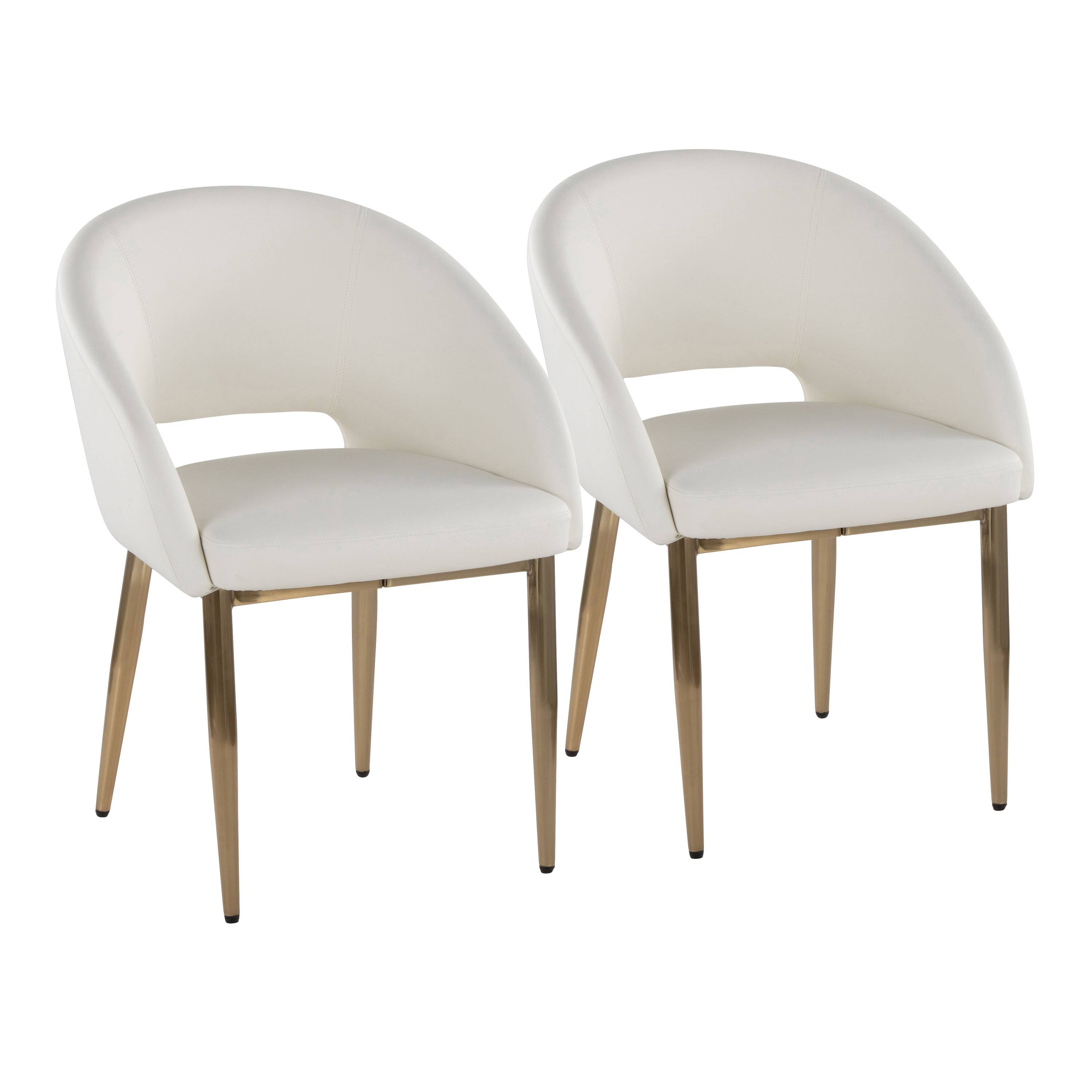 Option White Faux Leather/Gold Metal