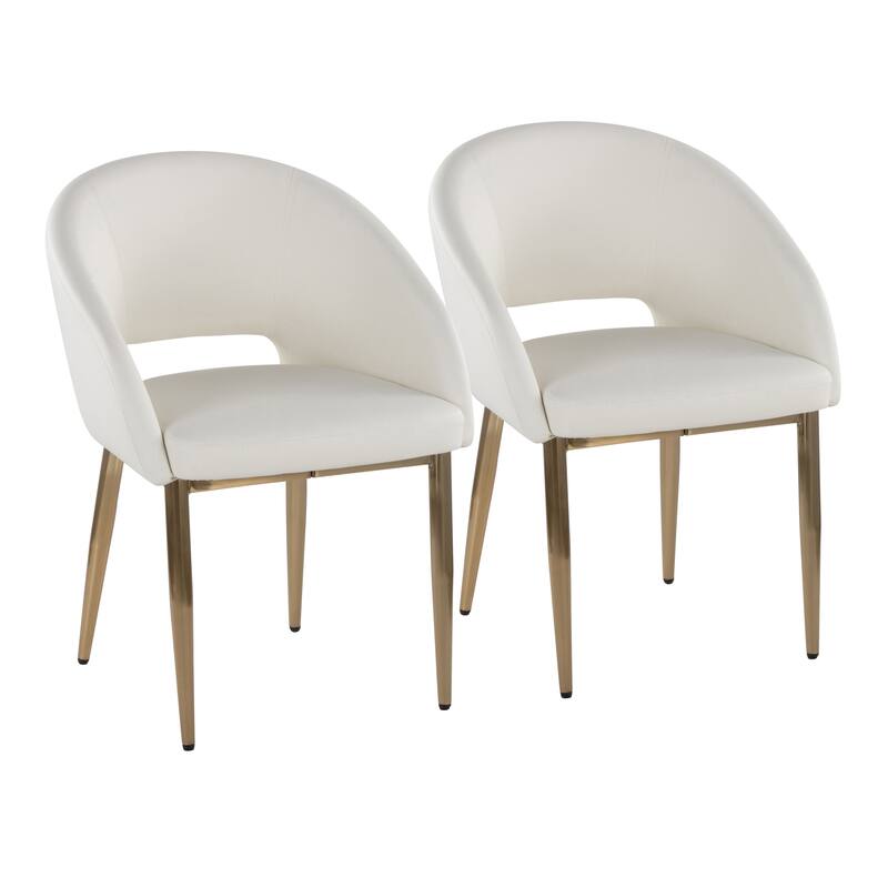 Renee Upholstered Chair - Set Of 2 - White Faux Leather/Gold Metal