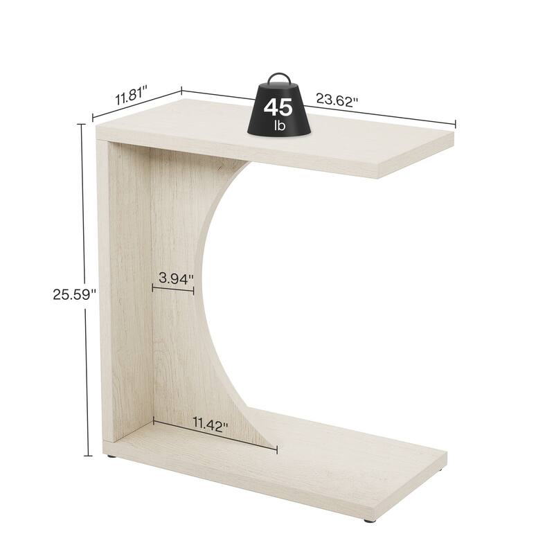 Wood 2-Tier C-Shaped End Side Sofa Couch Table for Small Space