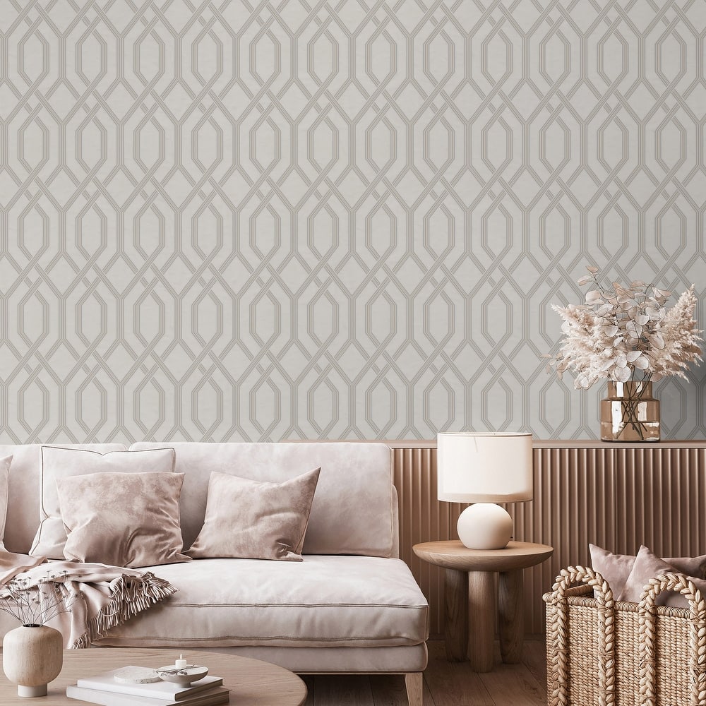 Modern Flocked Geometric Embossed Wallpaper