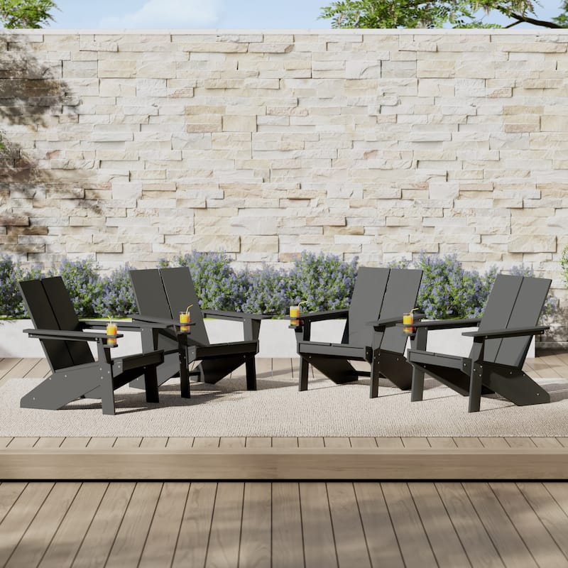 Coastin Modern Poly Adirondack Chair (Set of 4), Black