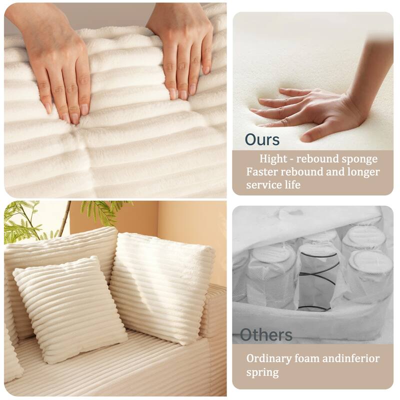 135.5 Inch U Shaped Modular Sectional Sofa, 6 Seat Corduroy Chaise Couch with Reversible Layout