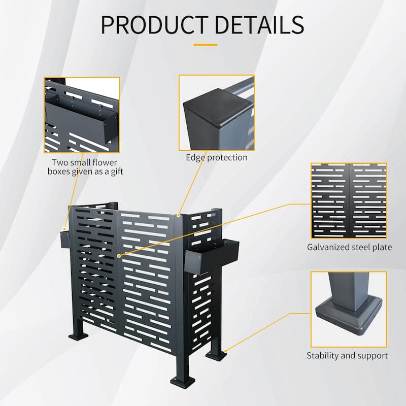 GDF Studio - Wessor Outdoor Metal Privacy Fence Cover for AC with Galvanized Steel Panels