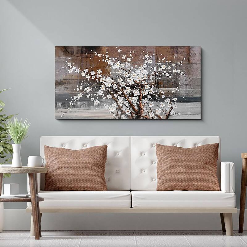 Wall Decorations White Flower on Brown Background