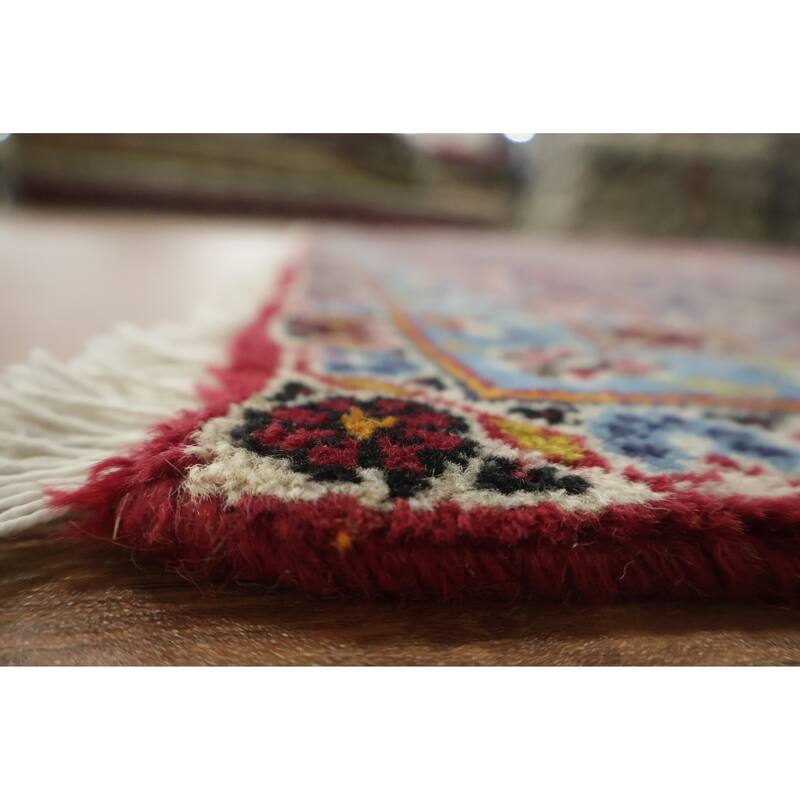 Hand Knotted Oriental 100% Wool Carpet Traditional Floral Red Kashan Area Rug - 13' 5'' X 9' 7''