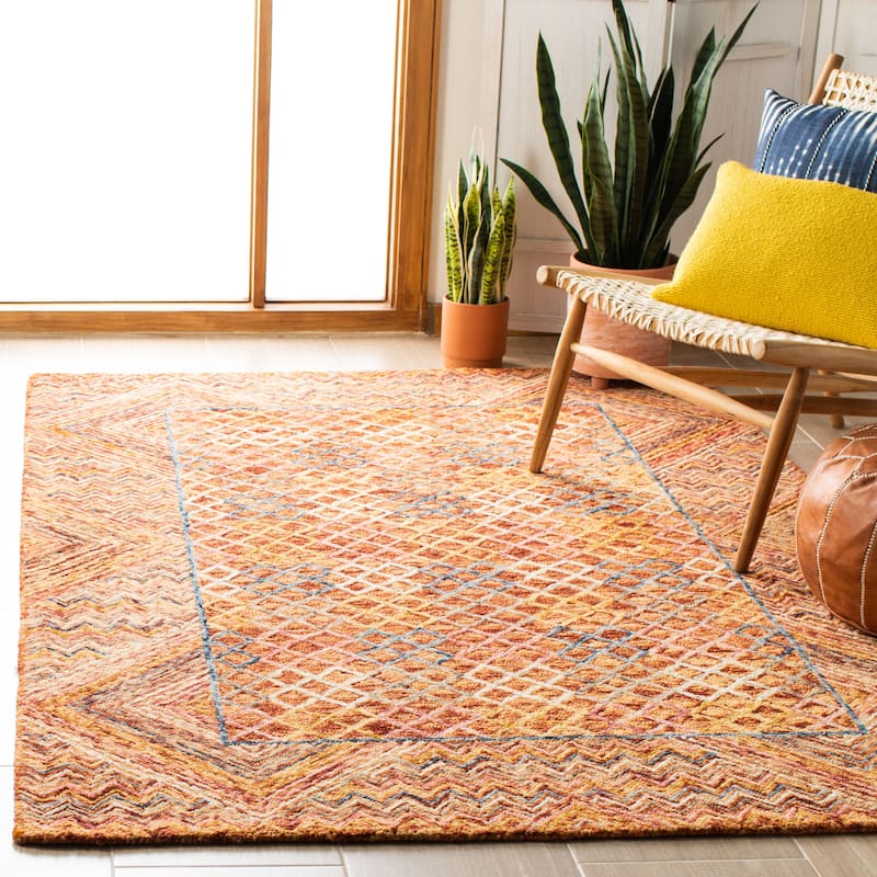 SAFAVIEH Handmade Aspen Esperanca Bohemian & Eclectic Tribal Wool - 8' x 10' - Gold/Pink