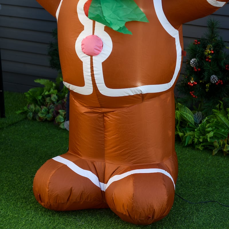 HOMCOM 6' Christmas Gingerbread Man, Large Christmas Inflatable Holiday Decoration, Gingerbread Decorations