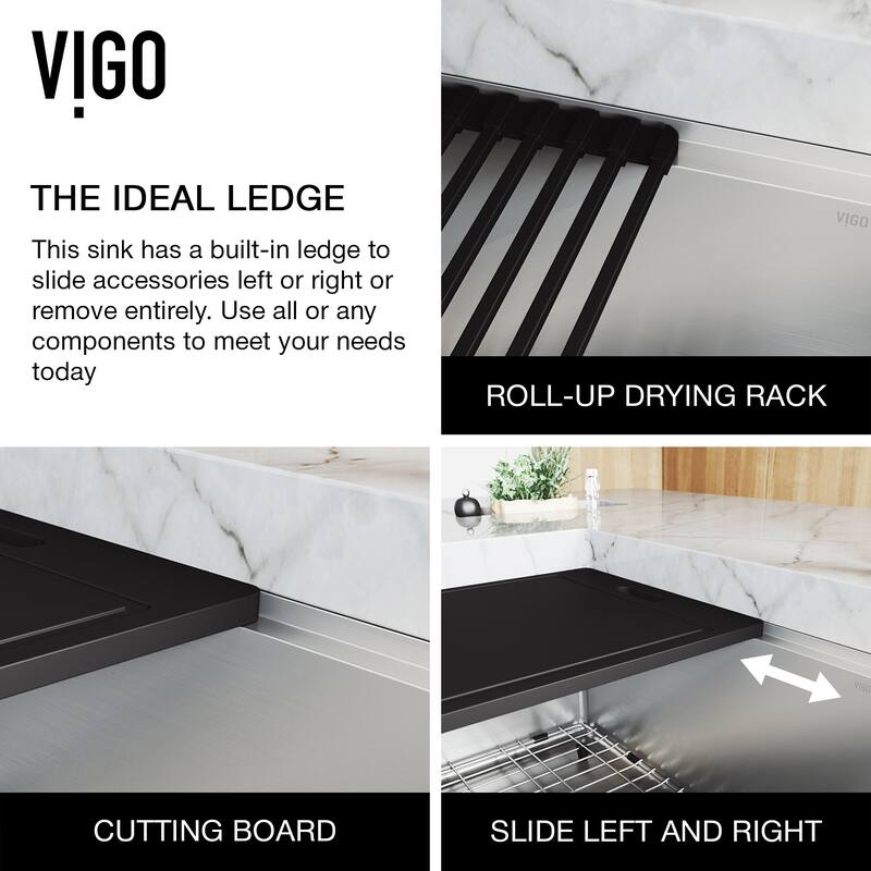 VIGO Matte Stone Kitchen Sink and Faucet in Matte Gold and Black