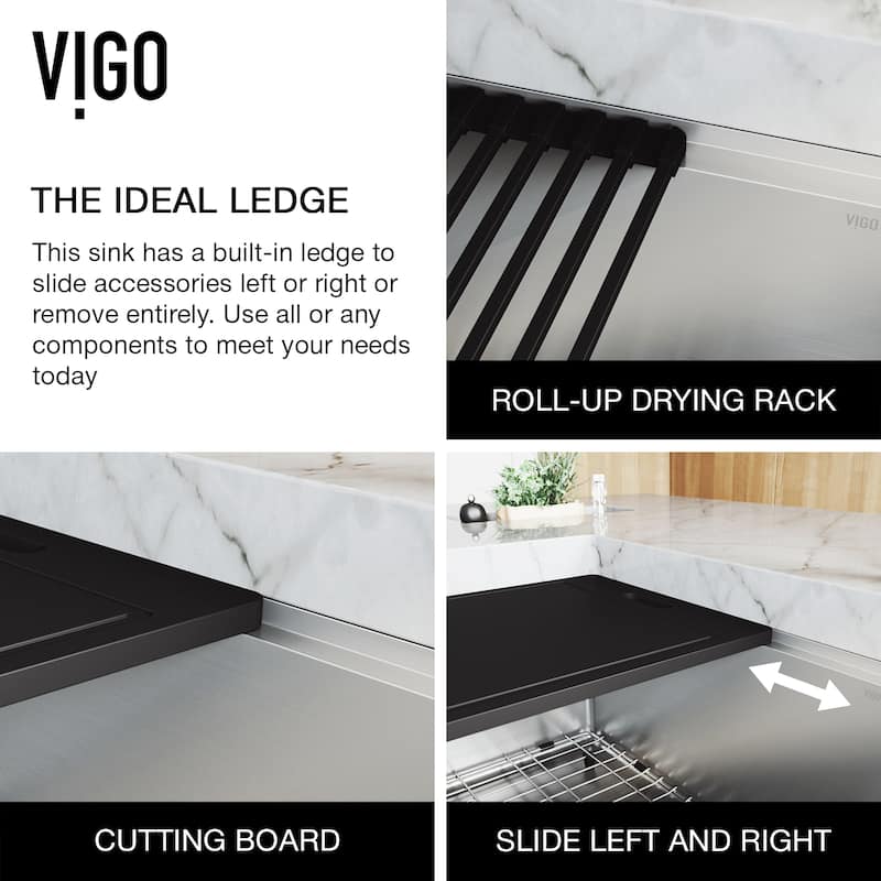 VIGO 36 in. Apron Front Double Bowl Stainless Steel Farmhouse Kitchen Sink and Faucet in Matte Brushed Gold and Matte Black
