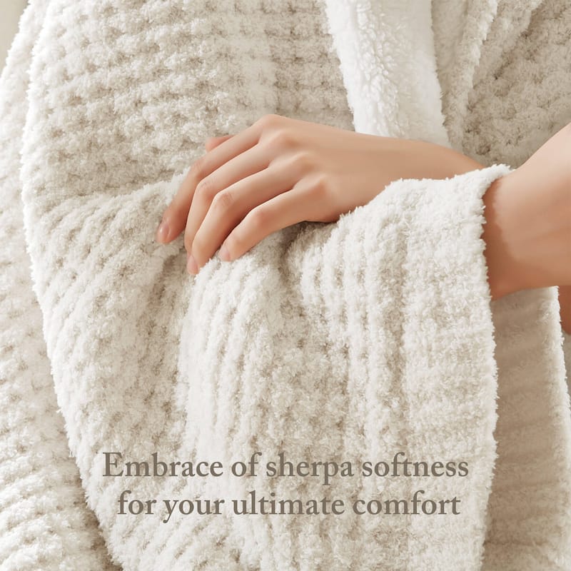 Madison Park Eden Waffle Knit Chenille Throw 50x60"