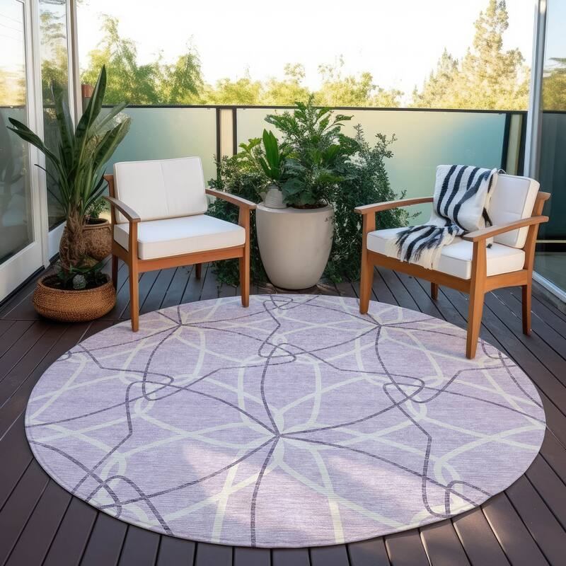 Machine Washable Indoor/ Outdoor Abstract Prism Chantille Rug - Lavender - 8' x 8'