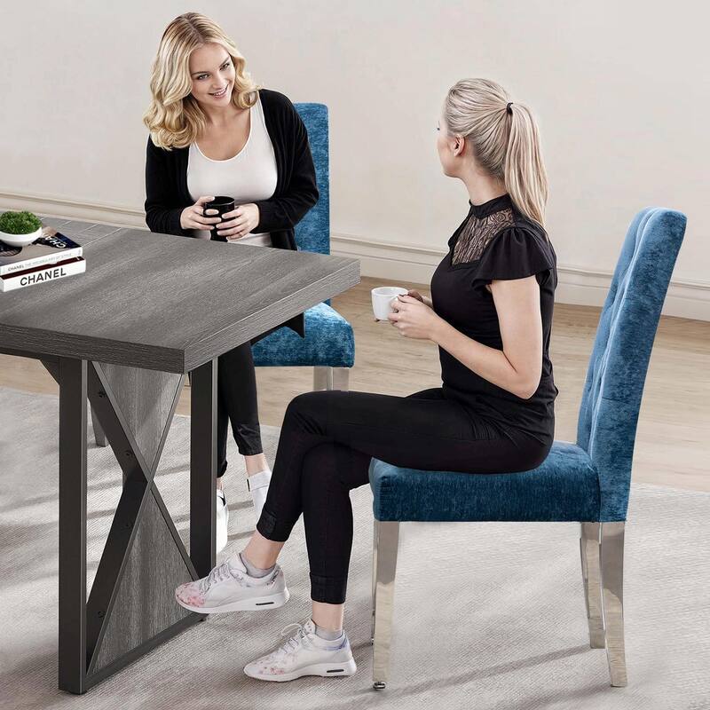 Luxury Chenille Dining Chairs - Ergonomic Design, Set of 2