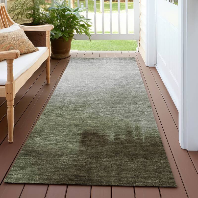 Machine Washable Indoor/ Outdoor Modern Dawn Chantille Rug - Celery - 2'3" x 7'6"