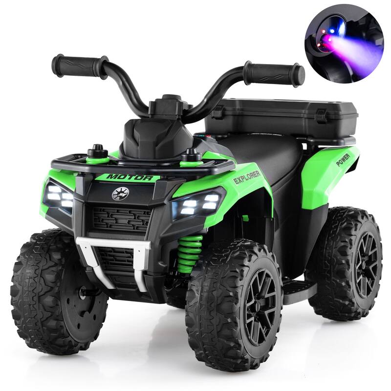 Gymax 6V Kids Ride On ATV w/ Music & Spray Function USB Port Storage - Green