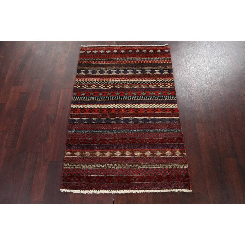 Geometric Tribal Gabbeh Kashkoli Oriental Area Rug Wool Hand-knotted - 2'8" x 4'1"