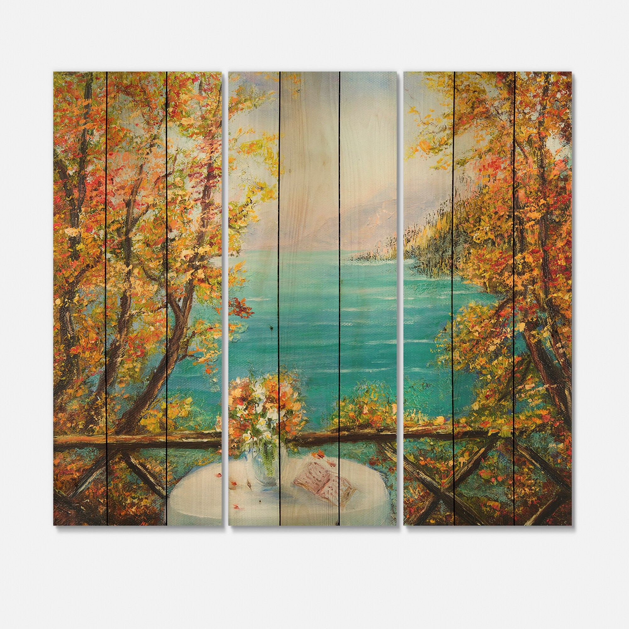 Designart 'Terrace VIew By The Blue Ocean' Nautical &-image