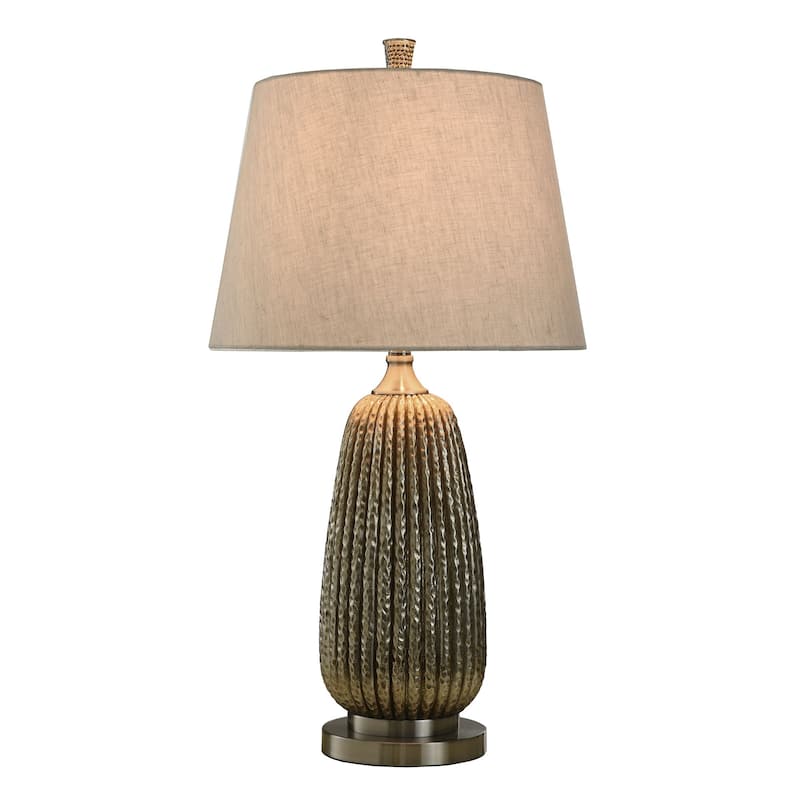 Gold Gala Table Lamp - Metallic Gold and Brushed Nickel Resin Body - Natural Shade
