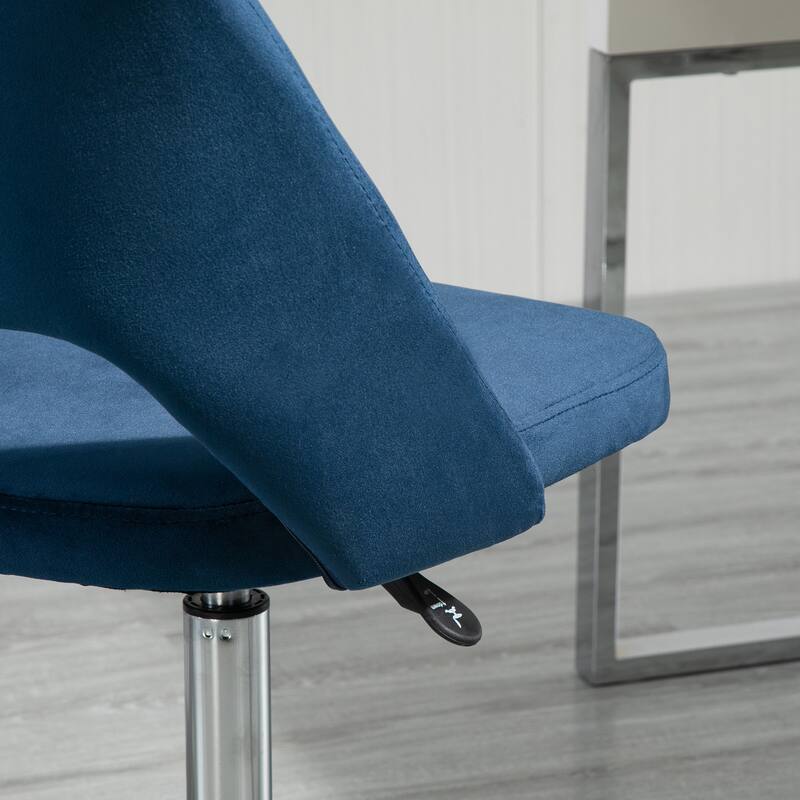 Velvet Fabric Desk Chair with Adjustable Height, 360° Swivel Seat, and Open Back for Home Office or Vanity Use