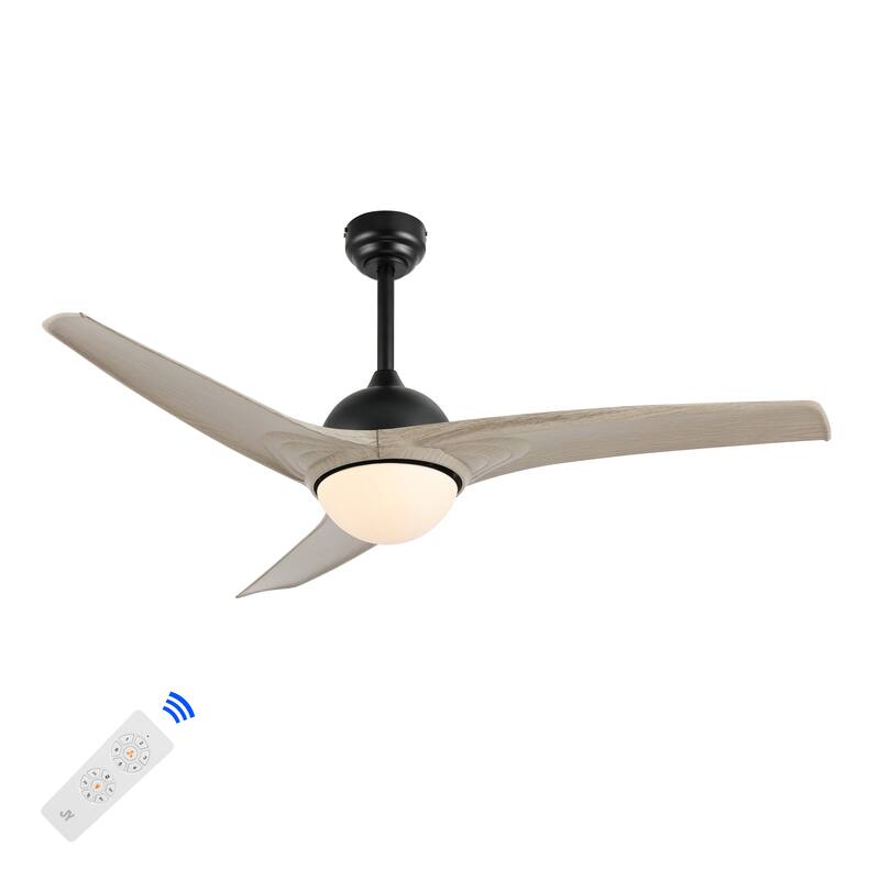 Aviator 52" 1-Light Industrial Iron/Plastic Mobile-App/Remote-Controlled 6-Speed Propeller LED Ceiling Fan, by JONATHAN Y