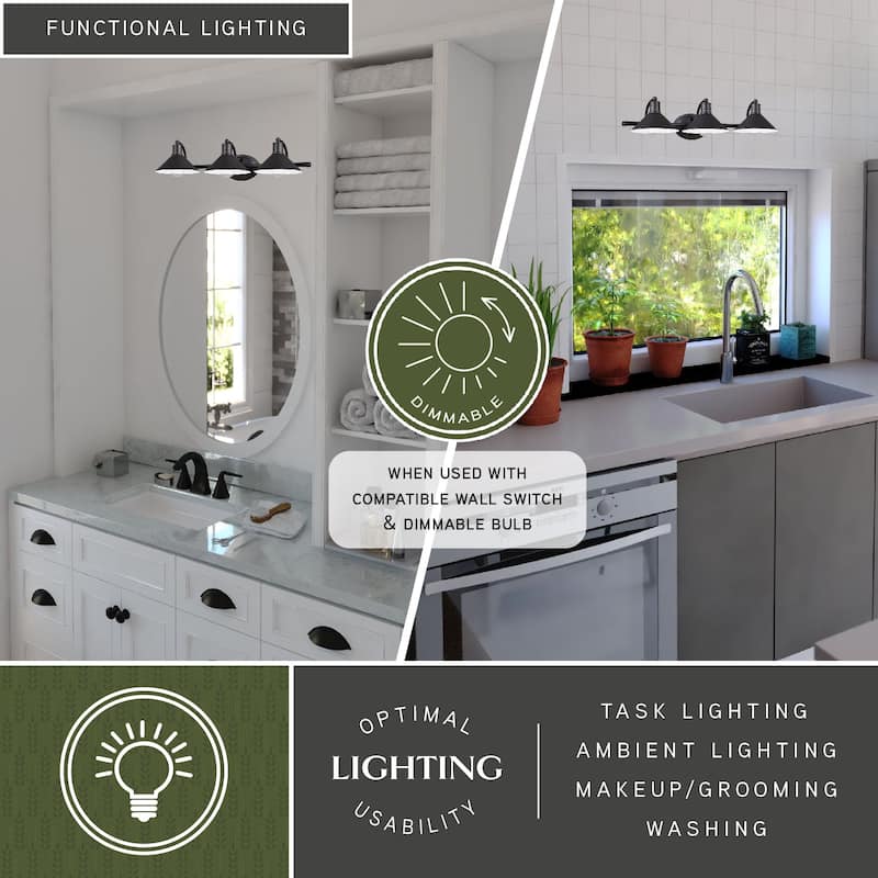 Akron 3 Light Farmhouse Barn Bathroom Vanity Fixture