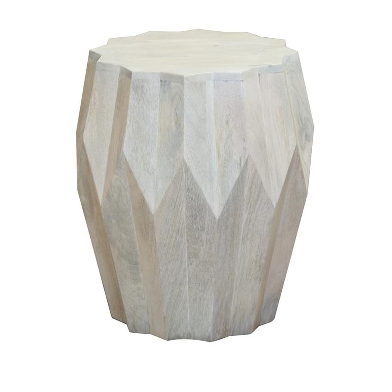 Chantel Drum End Table - Whitewash