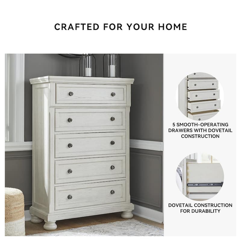 Signature Design by Ashley Robbinsdale Antique White Five Drawer Chest