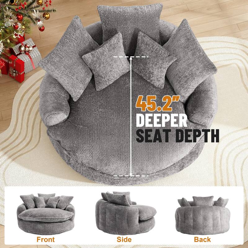 Rossetta Oversized Round Polyester Foam Chair with Pillows