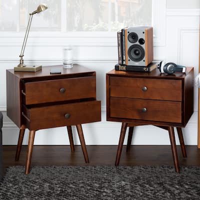 Middlebrook Mid-Century Solid Wood 2-Drawer Nightstand (Set of 2)