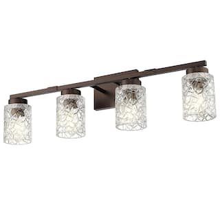 4 Light Bathroom Vanity Light, Wall Lighting, Geometric Glass