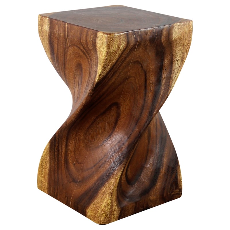 Haussmann® Big Twist Wood Stool Table 12 in SQ x 20 in H Walnut Oil - 12" x 12" x 20"