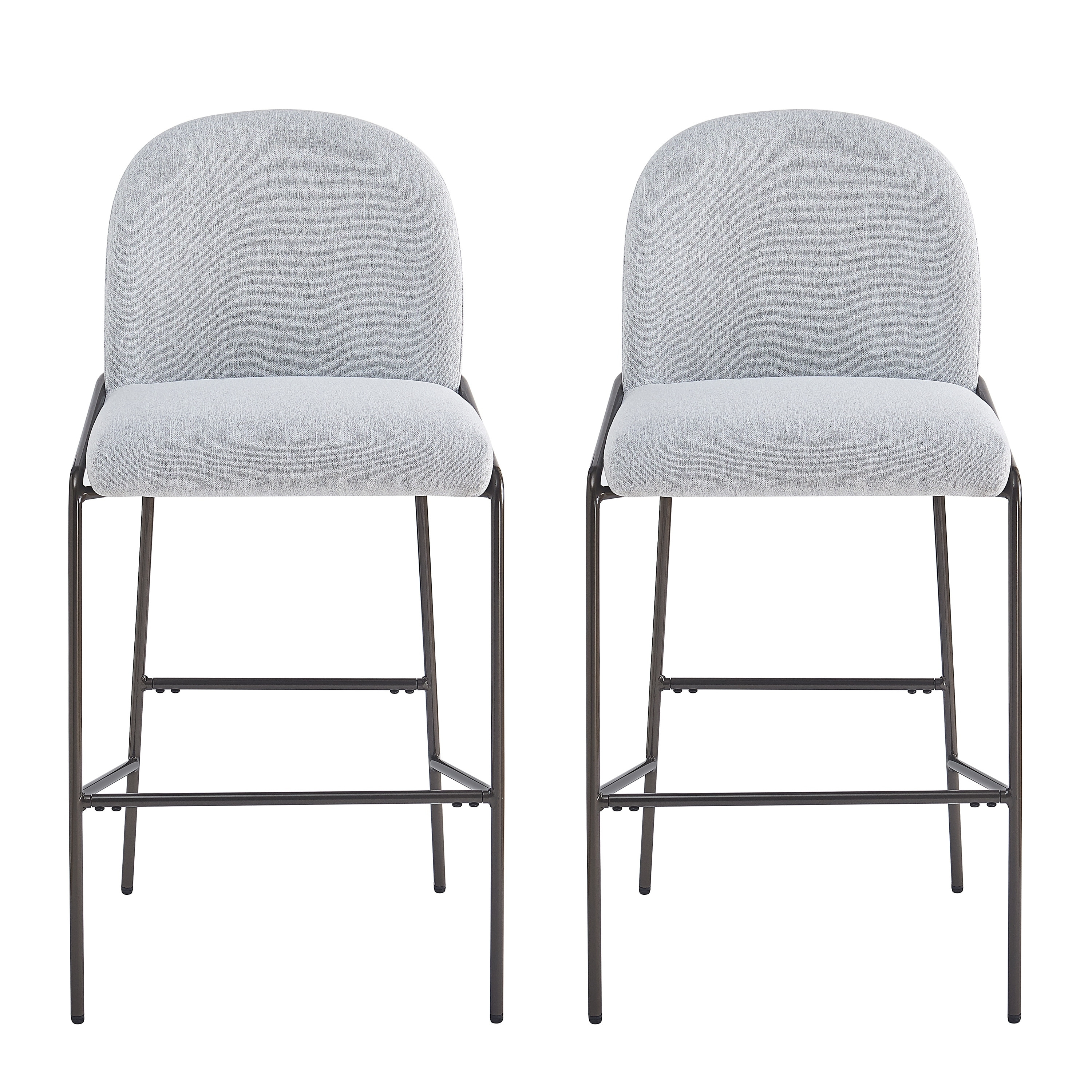 Modern Bar Stools Set of 2 with Back, Metal Frame Upholstered Bar Chair for Kitchen Island Dining Chair Coffee Chair