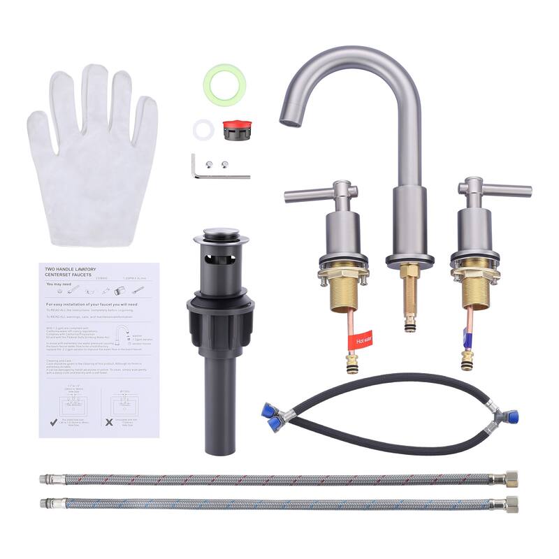 WOWOW Widespread 8 in. Double Handle Bathroom Faucet