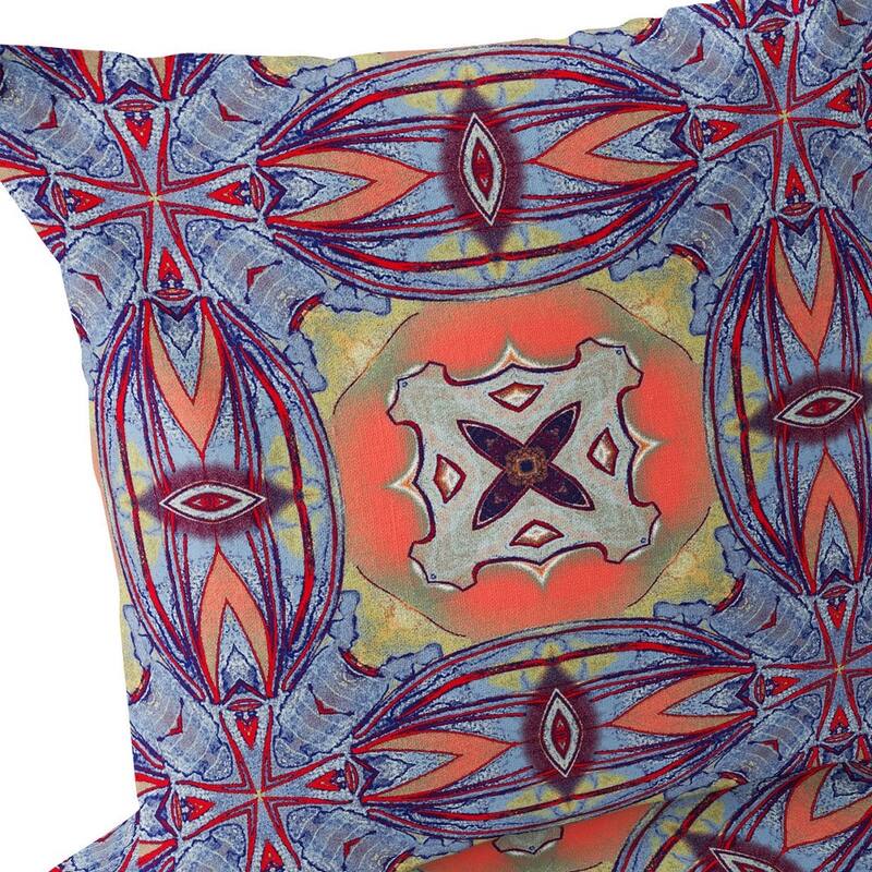 HomeRoots Set of Two 16" X 16" Blue and Purple Blown Seam Floral Indoor Outdoor Throw Pillow - 16.00' X '16.00' X '5.00