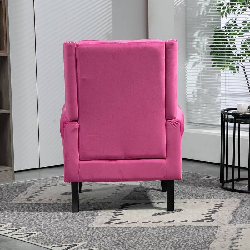 Transitional Wingback Accent Chair Armchair with Sturdy Wood Legs