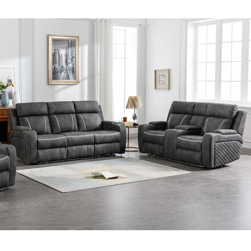 Contemporary Multi Piece Plush Velvet-Like Upholstered Living Room Sofa Set - 2 Piece