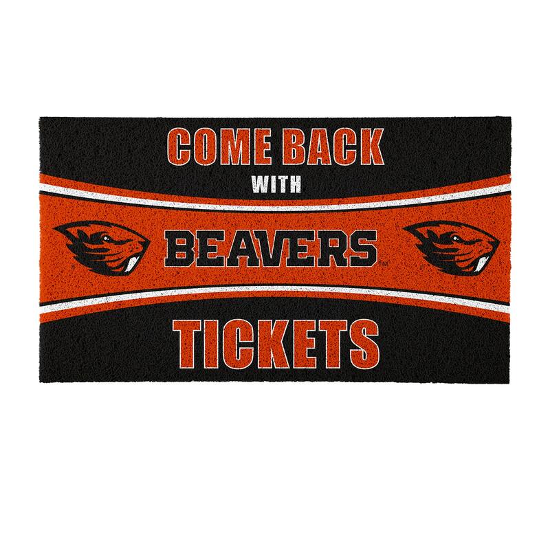 Oregon State University 28 in. x 16 in. PVC "Come Back With Tickets" Trapper Door Mat