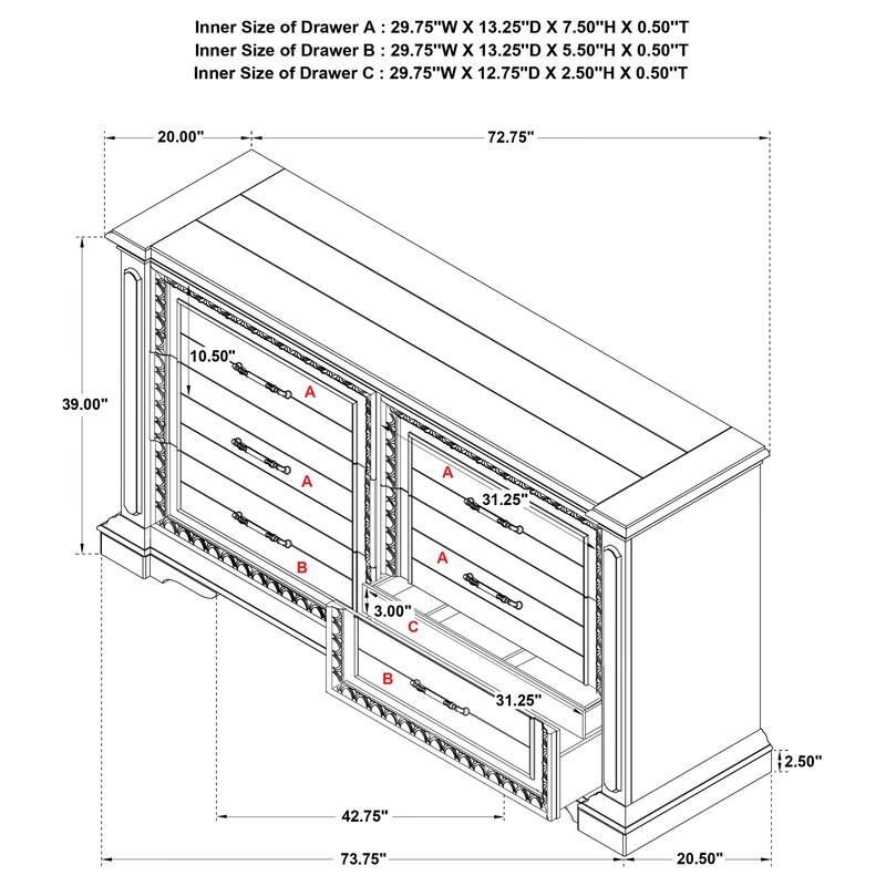 McKinney 6-drawer Bedroom Dresser with Mirror Vintage White