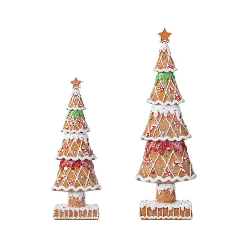Glitzhome Set of 2 Resin Christmas Tree Table Decor