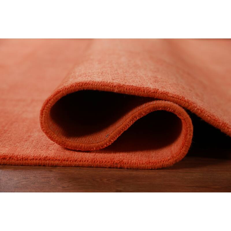 Hand Knotted Oriental 100% Wool Carpet Modern Solid Oranges & Rust Gabbeh Area Rug - 9' 2'' X 6' 0''