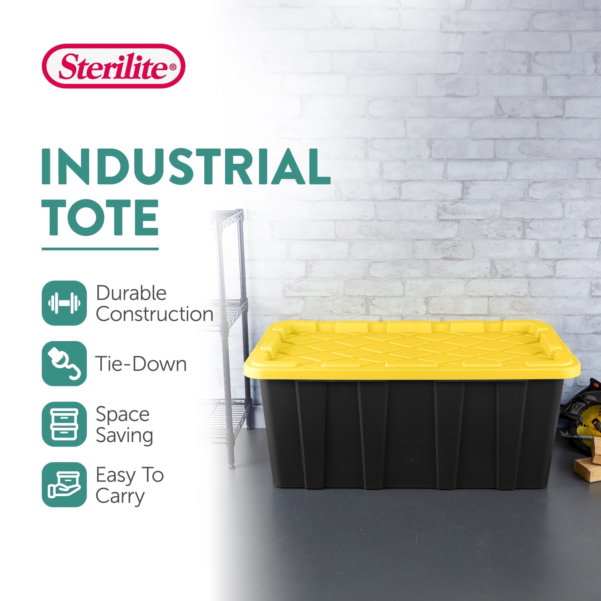 Sterilite 38 Gallon Industrial Stackable Storage Tote Lidded